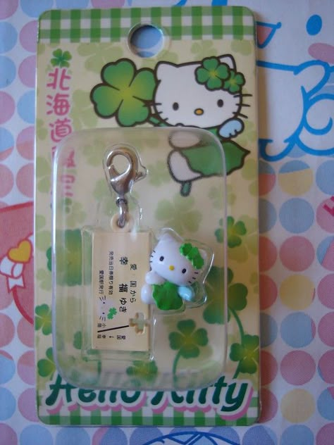 Hello Kitty Hokkaido Clover limited mascot-2007. | HKTESSA | Flickr Lucky Hello Kitty, Green Frog Hello Kitty, Hello Kitty Gotochi, Hello Kitty Jade Necklace, Hello Kitty Plush Keychain, Hello Kitty Gotochi Charm, 헬로키티 배경화면, Images Hello Kitty, Hello Kitty Keychain