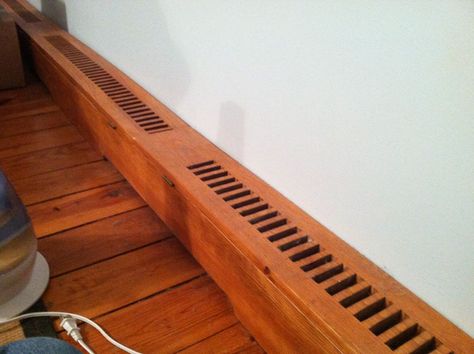 This is an instructable about making wooden baseboard heater covers. We bought an old home and when I refinished the floors in my bedroom the metal ones ... Heater Cover Ideas, Heater Cover Diy, Baseboard Covers, Baseboard Radiator, Diy Baseboards, Heater Covers, Baseboard Heater Covers, Wood Baseboard, Baseboard Styles