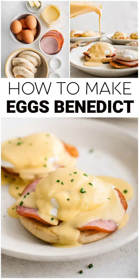 Easy Eggs Benedict, Homemade Hollandaise Sauce, Benedict Recipe, Eggs Benedict Recipe, How To Make Eggs, Hollandaise Sauce, Brunch Dishes, Holiday Breakfast, English Muffin