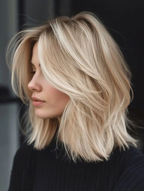 Soft Bob Haircut Shoulder Length, All Over Hair Color, Haircut Shoulder Length, Haircut Shoulder, Spring Haircut, Fall Brunette, Spring Haircuts, Shoulder Length Blonde, Medium Length Haircuts