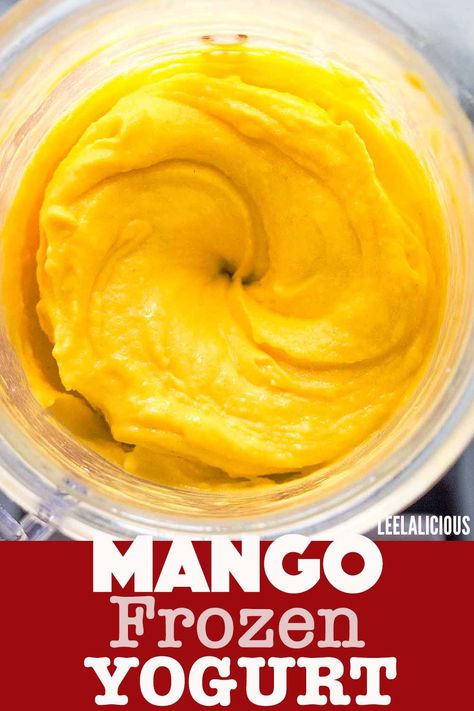 Recipes Using Frozen Mango, Tart Frozen Yogurt Recipe, Frozen Mango Recipes, Mango Frozen Yogurt Recipe, Mango Sorbet Recipe, Mango Frozen Yogurt, Easy Frozen Yogurt, Frozen Yogurt Recipe, Homemade Yogurt Recipes