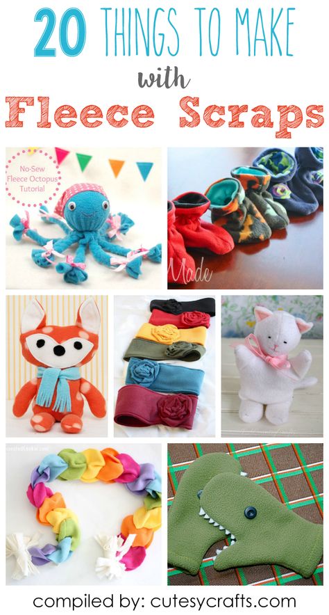 20 Adorable Things to Make with Fleece Scraps - Cutesy Crafts Things To Make With Fleece, Fleece Scraps, Fleece Ideas, Fleece Sewing Projects, Fleece Crafts, Fleece Projects, No Sew Fleece Blanket, Projek Menjahit, Sew Quilt