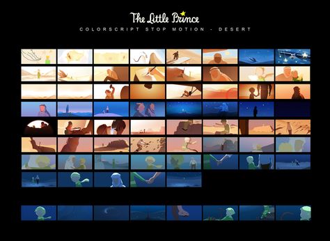 .THE LITTLE PRINCE. #7  Final colorscript of the desert, STOP MOTION Storyboard Color, Colour Script, Animation Styles, Movie Color Palette, Color Script, Production Design, Mood And Tone, Film Inspiration, Animation Reference