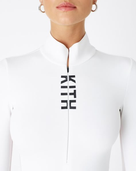 Kith Women on Instagram: “Our all-new Cora bodysuit silhouette. Releasing in Black & White with Kith Women Positive Energy this Saturday at all Kith shops and at…” Active Wear Logo, Activewear Branding, Futuristic Fashion Women, Sportwear Outfit, Tennis Dress Outfit, Activewear Details, Fashionable Activewear, Kith Women, Poolside Fashion