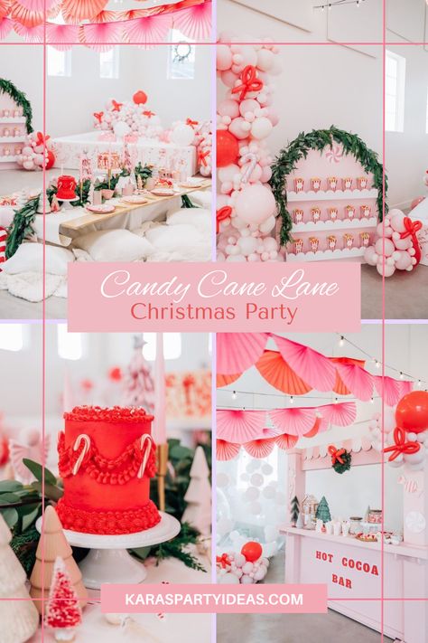 Cue the Christmas music and check out this Candy Cane Lane Christmas Party by Nat Gonzalez of PARTY FUN UTAH, out of Highland, Utah, USA! Candy Cane Birthday Party Ideas, Elegant Christmas Birthday Party, Candy Cane Lane Birthday Party, Candy Christmas Party Theme, Dolly Christmas Party, Christmas Party With Kids, Candy Cane Christmas Party Theme, Simple Christmas Party Decor, Candy Land Christmas Party