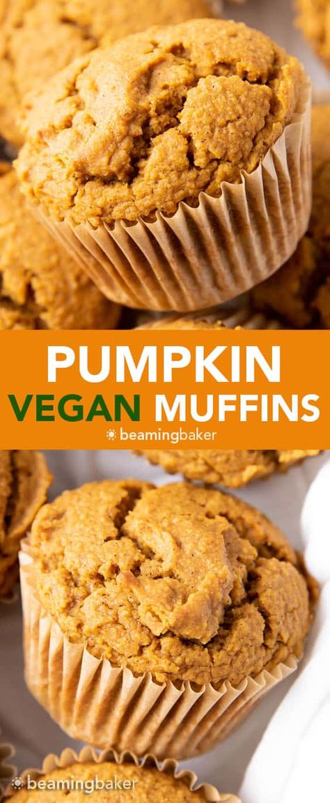 Muffins Chocolate Chip, Beaming Baker, Vegan Pumpkin Muffins, Gluten Free Pumpkin Muffins, Pumpkin Muffin Recipes, Vegan Muffins, Pumpkin Spice Muffins, Cake Simple, Dessert Simple