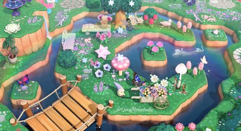 Crescent Moon Pond Animal Crossing Pond Design, Pond Ideas Acnh, Star Pond Acnh, Acnh Moon Ideas, Moon Island Acnh, Pond Ideas Animal Crossing, Acnh Spiral Pond, Acnh Moon Pond Design, Moon Island Animal Crossing