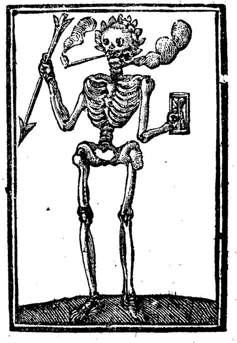 Skeleton Woodcut Tattoo, Medieval Tattoo, Medieval Drawings, Medieval Artwork, Woodcut Art, Skeleton Illustration, Medieval Paintings, Skeleton Tattoos, Flash Tattoo Designs