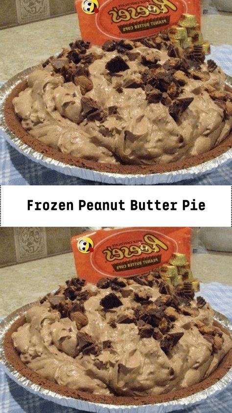 Frozen Peanut Butter Pie - middleeastsector Chocolate Pecans Recipe, Frozen Peanut Butter Pie, Chocolate Bars Recipe, Peanut Butter Pie Recipe No Bake, Pecan Recipe, Cream Cheese Peanut Butter, No Bake Peanut Butter Pie, Frozen Peanut Butter, Peanut Butter Pie Recipe