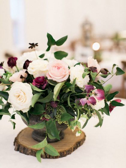 This tabletop centerpiece from Oh Deery Floral is absolutely beautiful! Captured by Elisabeth Carol Photography #bridesofnorthtx #wedding #centerpiece Color Combos 2023, Bridesmaid Dresses Grey, Grey Groom Suit, Deep Purple Wedding, October Wedding Colors, Plum Bridesmaid, Plum Bridesmaid Dresses, Wedding Color Combos, Modern Wedding Flowers