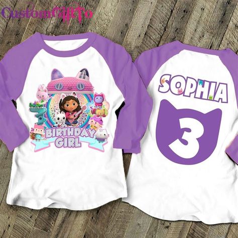 Gabbys Dollhouse Birthday Shirt, Birthday Girl T Shirt, Birthday Girl Shirt, Family Tees, My Son Birthday, 6th Birthday, Birthday Shirt, Personalised Kids, Party Shirts