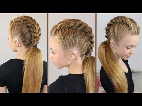 (205) Mohawk hairstyle that’s super easy! - YouTube Mohawk Braids For Kids, Faux Mohawk, Mohawk Updo, Mohawk Hairstyle, Braided Mohawk Hairstyles, Mohawk Braid, Mohawk Hairstyles, Dance Hairstyles, Braids For Kids