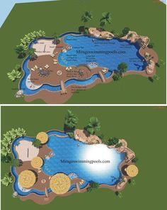 Swimming Pool with Beach Entry, Waterslide and Grotto. Description from… Pool With Lazy River, Backyard Lazy River, Lazy River Pool, Living Pool, Swimming Pool Photos, Piscina Interior, Volleyball Net, Lazy River, Natural Swimming Pools