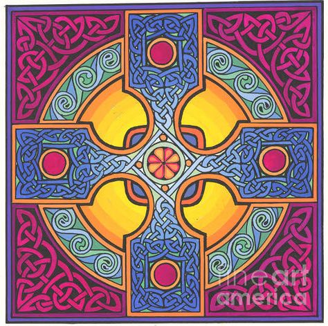 Cross Of Joy Painting Courtney Davis, Art Optical, Celtic Heart, Celtic Culture, Islamic Patterns, Celtic Knots, Celtic Art, Shape Art, Celtic Cross