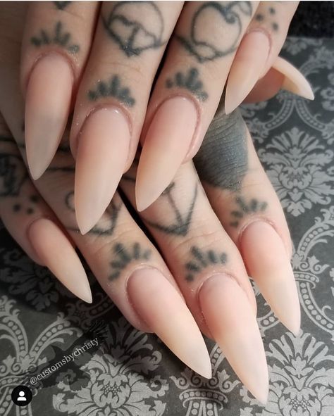 Nail Bed Tattoo, Nails Acrylic Stiletto Long, Neutral Stiletto Nails, Acrylic Nails Stiletto, Witchy Nails, Gothic Nails, Goth Nails, Grunge Nails, Yes Or No