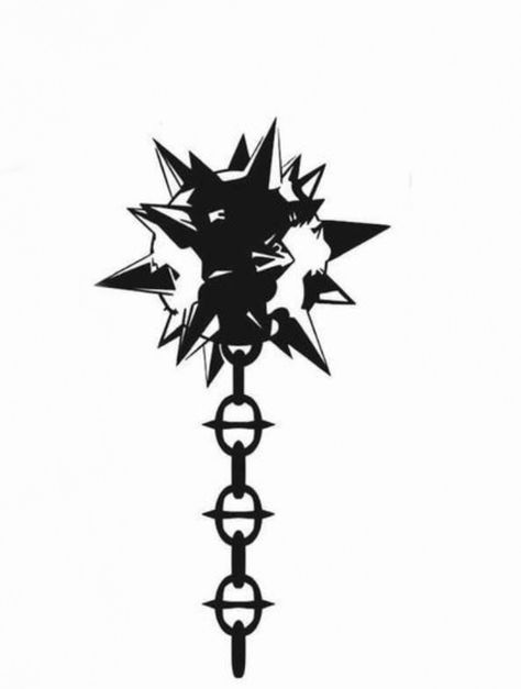 Spike Ball Drawing, Chains Graphic Design, Spike Ball And Chain Tattoo, Music Art Tattoo, Spike Ball Tattoo, Mace Tattoo Design, Minimalist Tattoo Ideas, Traditional Tattoo Designs, Sharpie Tattoos