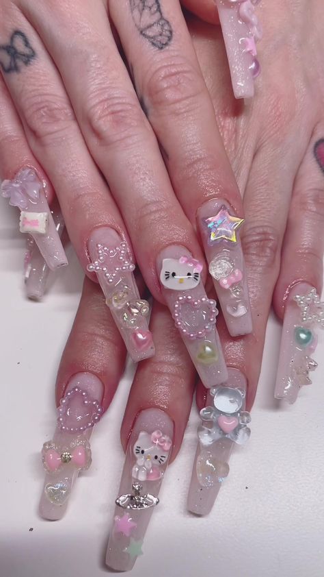 Anti Valentines Day Nails, Juicy Nails, Harajuku Nails, Japan Nails, Lamb Tattoo, Junk Nails, Popular Trends, Polygel Nails, Cute Acrylic Nail Designs