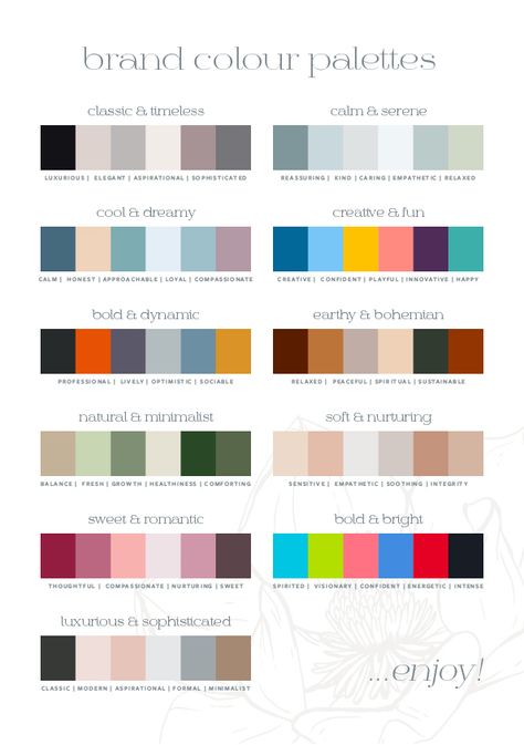 Color Palette For Marketing, Colour Combinations For Website, Colour Palette For Graphic Design, Colour Palette For Social Media, Color Combinations Pallets, Colour Combinations For Graphic Design, Business Card Colour Palette, Colour Palette For Clothing Brand, Company Colour Palette