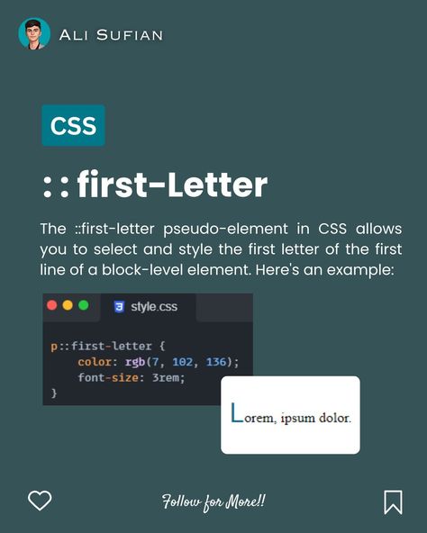 Ali Sufian | 20k 🎯 (@alis.code) | Instagram Css Tips, Css Tricks, Css Code, Css Tutorial, Data Science Learning, Coding Tutorials, Learn Web Development, Learn Computer Coding, Career Vision Board