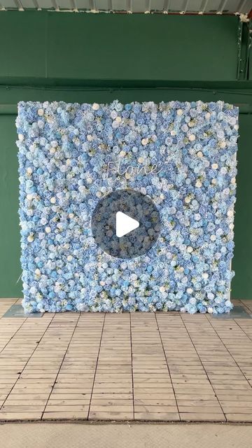 Dusty Blue Flower Wall, Blue Backdrop Ideas, Rose Flower Wall, Blue Rose Flower, Decorating Business, Flower Wall Backdrop, Rose Wall, Blue Backdrops, Diy Backdrop