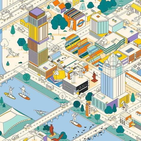 Isometric Map Design, Isometric Map Illustration, Maps Illustration Design, City Isometric, City Maps Illustration, Keep Austin Weird, Map Illustrations, Isometric Map, Map Projects