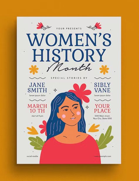 Women Event Poster, Womens Event, Women History, Women's History Month, Feed Ig, Women Poster, Women's History, Event Flyer Templates, Womens History Month