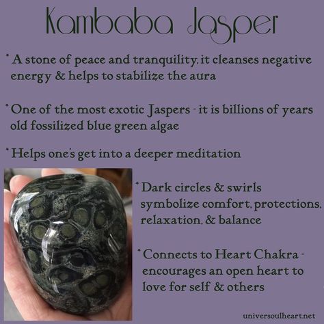 Kambaba Jasper Meaning, Rock Meanings, Crystal Dictionary, Crystal Powers, Crystal Encyclopedia, Crystal Identification, Jasper Meaning, Crystal Seashells, Crystal Healing Chart