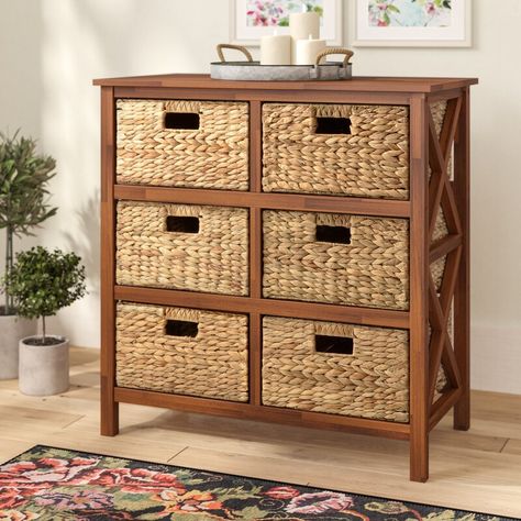 August Grove® Schimpl 30'' Tall Solid Wood 6 - Drawer Accent Chest & Reviews | Wayfair 5 Drawer Storage, Accent Chest, Accent Doors, Drawer Storage, Accent Cabinet, Frame Crafts, Laurel Foundry Modern Farmhouse, Wood Accents, Storage Drawers