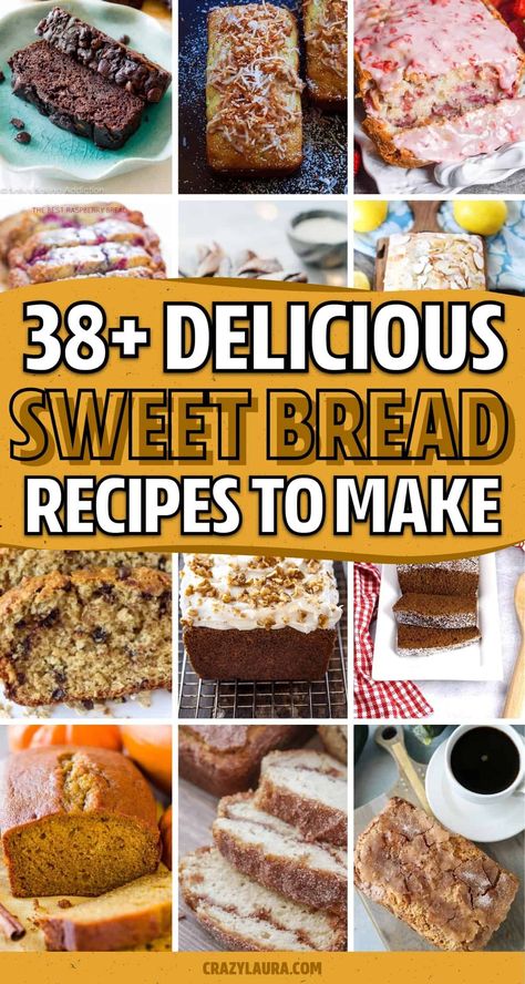 Looking for new and super tasty sweet breads to try? Check out these amazing recipes for your next baking session! Moist Sweet Bread Recipe, Recipes For Sweet Breads, Different Kinds Of Bread Recipes, Quick Breads For Bake Sale, Sweet Breads For Breakfast, Recipes Using Sliced Bread, Mini Loaf Bread Recipes, Bread For Gifts, Copycat Bread Recipes