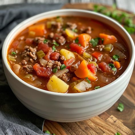 Weight Watchers Hamburger Soup - Good For Recipes Weight Watcher Hamburger Soup, Low Calorie Hamburger Soup, Ww Hamburger Soup, Weight Watchers Hamburger Recipes, Vegatable Beef Soup, Ww Soup Recipes, Weight Watchers Ground Beef Recipes, Hamburg Soup Recipes, Weight Watchers Soups