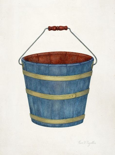 Public Domain Vintage Objects · Royalty-Free High Resolution CC0 Drawings | rawpixel Wooden Bucket, Household Objects, Free Illustration Images, National Gallery Of Art, Vintage Objects, National Gallery, Blue Design, Antique Art, Free Image