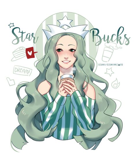 The artist Ozumii Wizard  has reimagined the famous characters we see in the Fast Foods, take a look... Starbucks Anime, Anime Drawing, And Now, A Girl, To Read, My Art, Illustrator, Hair, Anime