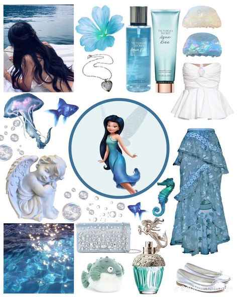 Modern Bratz Outfits, Silvermist Inspired Outfits, Silvermist Outfit Ideas, Silvermist Aesthetic Outfit, Beach Princess Aesthetic, Modern Mermaid Aesthetic Outfit, Siren Inspired Outfits, Mermaid Outfit Ideas, Aquatic Outfit