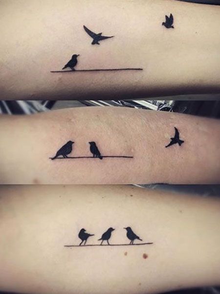 Bird Sister Tattoos Tattoo Ideas Birds, Siblings Tattoo For 3, Sister Tattoo Ideas, Twin Tattoos, Matching Best Friend Tattoos, Matching Sister Tattoos, Sister Tattoo, Sibling Tattoos, Small Girl Tattoos