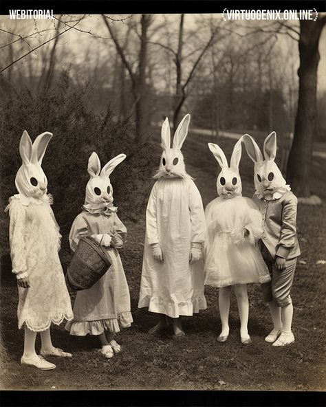 Creepy Easter Bunny, Weird Old Photos, Creepy Easter, Old Halloween Photos, Creepy Old Photos, Creepy Old Houses, Creepy Core, Creepy Kids, Creepy Vintage