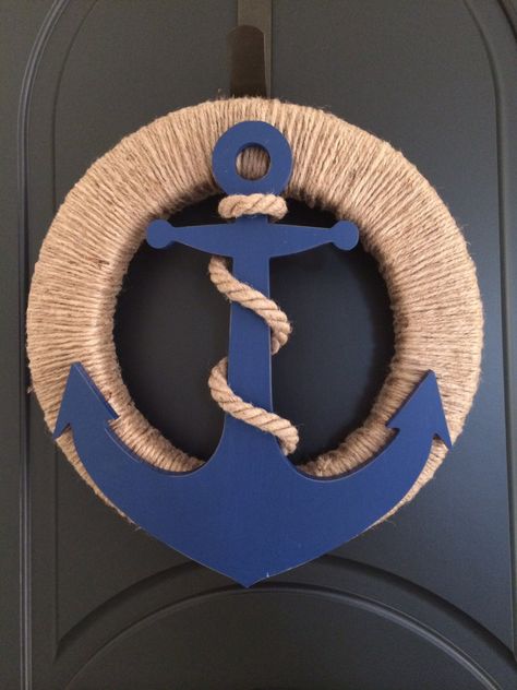 Deco Theme Marin, Jute Wreath, Anchor Wreath, Decor Marin, Deco Marine, Nautical Wreath, Nautical Diy, Nautical Crafts, Beach Wreath