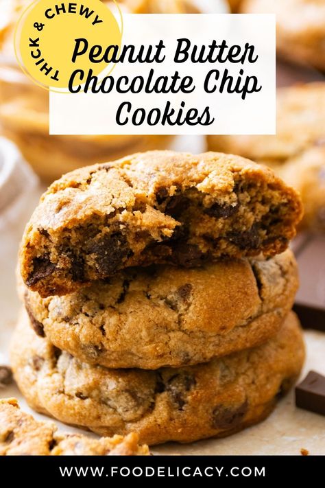 Best Peanut Butter Chocolate Chip Cookies | Foodelicacy Thick Peanut Butter And Chocolate Chip Cookies, Peanut Butter Choco Chip Cookies, Best Peanut Butter Chip Cookies, Super Moist Chocolate Chip Cookies, Homemade Peanut Butter Chocolate Chip Cookies, Oatmeal Peanut Butter Chocolate Chip Cookies Healthy, Gf Peanut Butter Chocolate Chip Cookies, Easy Peanut Butter Chocolate Chip Cookies, Peanut Butter Cookies With Chocolate Chips