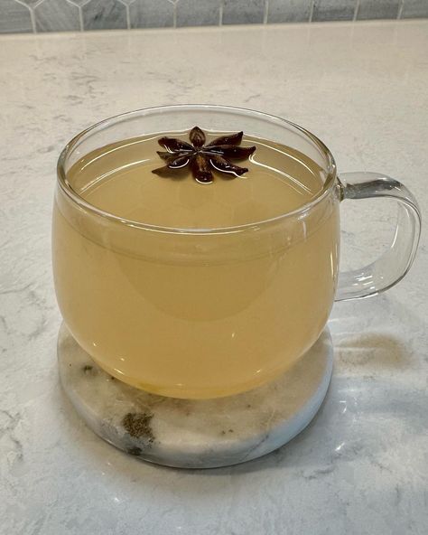 This star anise tea is DELICIOUS & therapeutic��⭐️ There are soooo many benefits to drinking this medicinal tea, but my favorite thing about it is it tastes & smells like FALL! So aromatic, a little spicy, earthy & sweet. 🫖Recipe 2 1/2 cups of water 2 star anise 1 apple 1 tbsp of grated ginger 1 cinnamon stick 1 tsp of honey (optional) ⭐️Bring water to a boil. ⭐️Add sliced apple, ginger, cinnamon & star anise to the pot & simmer for 10-15 minutes. ⭐️Turn off stove & let steep for 5+ minutes... Anise Tea, Star Anise Tea, Pot Simmer, Cinnamon Water, Sliced Apple, Medicinal Tea, Anise Seed, Sweet Recipe, Star Anise