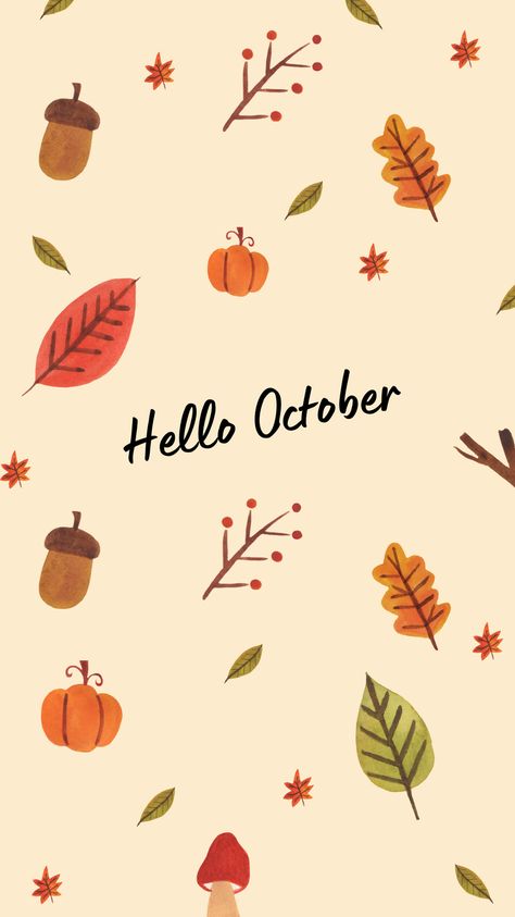 Hello October. Fall Season. Halloween. Wallpaper for Instagram. Fall Vibes. Cctober Halloween Holiday Season. Leaves Pumpkin Lattes Cozy Phone Wallpaper, Halloween Fall Wallpaper, Wallpaper For Instagram, Hello October Images, October Wallpapers, Sparkly Iphone Wallpaper, Minimalist Wallpaper Phone, October Wallpaper, Fall Wallpapers