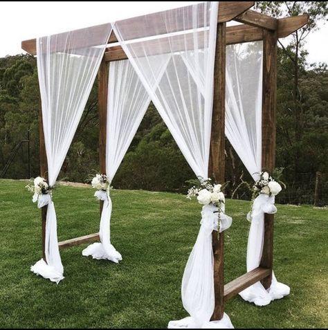 Wedding Gazebo Decorations Outdoor Diy, Pergola Wedding Arch, Diy Wedding Pergola, Pergola Wedding Ceremony, Wedding Pergola, Wedding Arches Outdoors, Backyard Reception, Wedding Arch Flowers, Wedding Altars