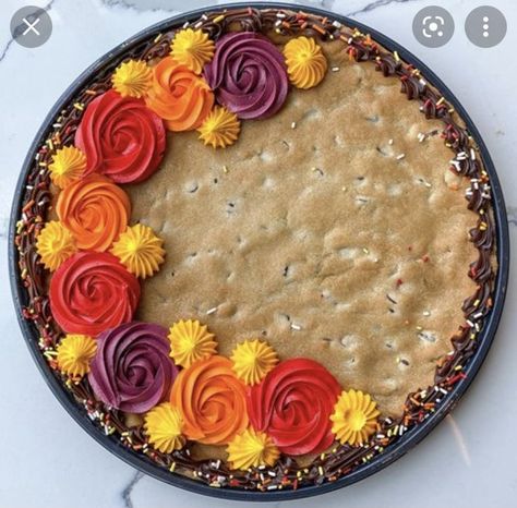 Thanksgiving Message Cookies, Fall Cookie Cakes Decorated, Cookie Cakes Ideas, Fall Message Cookies, Thanksgiving Cookie Cakes, Fall Cookie Cakes, Fall Cookie Cake Designs, Simple Cookie Cake Designs, Fall Cookie Cake