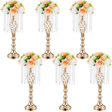 PRICES MAY VARY. Proper Size to Use: coming in 6 pieces, our gold centerpieces for table wedding measure about 21.7 inches/ 55 cm in height, about 7.87 inches/ 20 cm in top diameter, about 5.51 inches/ 14 cm in bottom diameter, not included flowers, proper in size and light in weight, you can place them in many places and create a beautiful effect Simple but Elegant Design: our table centerpieces for party event are designed in a gold color, and feature clear crystal decorations, elegant and nic Wedding Table Flower Centerpieces, Tall Gold Vases, Crystal Centerpieces Wedding, Tall Flower Vase, Wedding Anniversary Party Decorations, Centerpieces For Tables, Wedding Vase Centerpieces, Candelabra Centerpiece, Chandelier Crystals