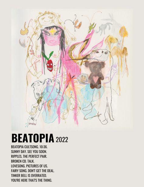 Beabadoobee Album, Beabadoobee Beatopia, Album Cover Wall Decor, Album Posters, Music Poster Ideas, Music Poster Design, Minimal Poster, Music Album Covers, Collage Poster