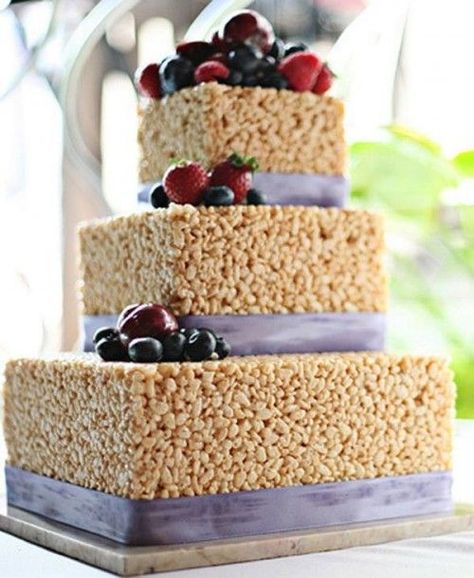 Rice Krispie Treats Cake, Rice Crispy Cake, Rice Krispie Cakes, Torte Creative, Wedding Cake Alternatives, Torte Cupcake, Cool Wedding Cakes, Rice Crispy Treats, Crazy Cakes