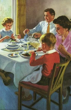 eat together every meal Vintage Housewife, Ladybird Books, Ad Art, Norman Rockwell, Christmas Scenes, Vintage Life, Vintage Children's Books, Pics Art, Vintage Pictures