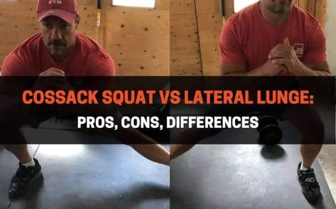 Cossack Squat vs Lateral Lunge: Pros, Cons, Differences | PowerliftingTechnique.com Cossack Squat, Lateral Squat, Squat Variations, Squats And Lunges, Lateral Lunges, Side Lunges, Squat Workout, Improve Flexibility, Knee Injury