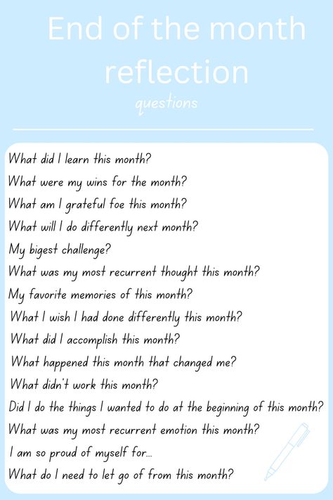 Month Reflection Journal Prompts, Journal Prompts For Self Discipline, Month Recap Journal Prompts, Monthly Recap Journal Prompts, Self Reflective Questions, Monthly Questions Journal Prompts, Monthly Check In Questions, Daily Reflection Prompts, Self Discipline Journal Prompts