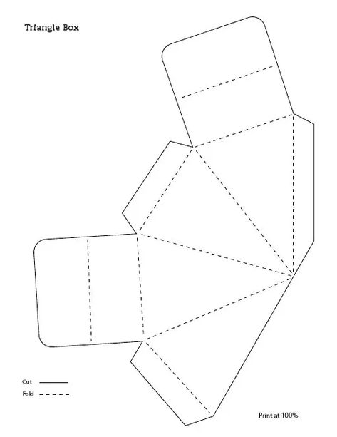 Page Triangle Box Template Free Printable, 3d Triangle Template, Triangle Box Template, Eid Diy, Packaging Structure, Triangle Template, 3d Forms, Advent Calendar Diy, 3d Triangle