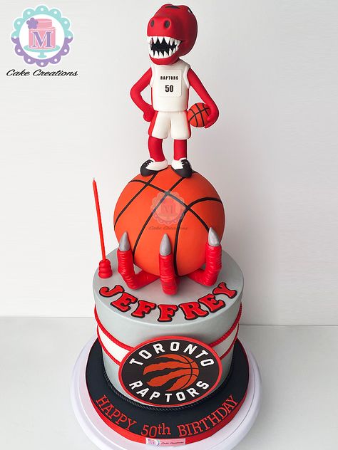 Raptors Cake, Dinosaur Cakes, Decorative Cakes, Dinosaur Cake, Happy 50th, Fondant Cake, Cake Creations, Fondant Cakes, Baked Goods