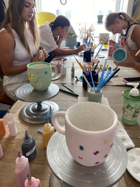 Pottery With Friends Aesthetic, Pottery Painting With Friends Aesthetic, Color Me Mine Aesthetic, Photos For Vision Board, Hangout Ideas, Free Time Activities, Ceramic Cafe, Creating A Vision, Color Me Mine